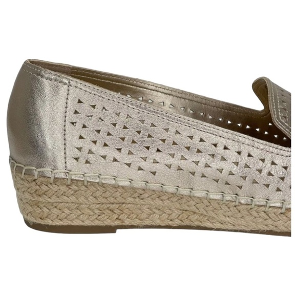 Bella Vita Womens Loafers 8.5M Channing Champagne Perforated Leather Jute - Picture 9 of 12